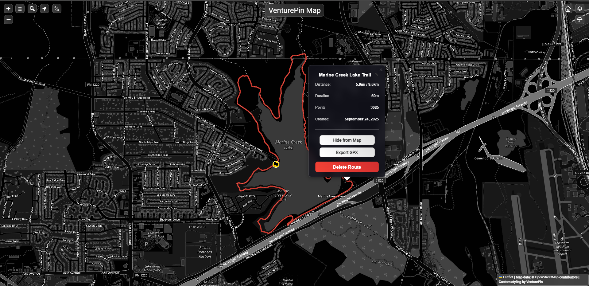 Route Recording with Detailed Metrics & GPX Export